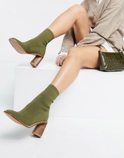 Episode high heeled sock boots in khaki-Green