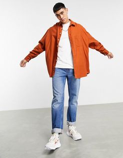 extreme oversized flannel shirt in rust-Orange