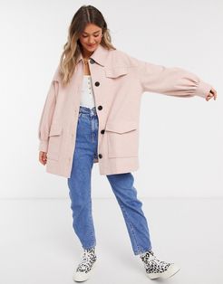 extreme sleeve shacket in pink