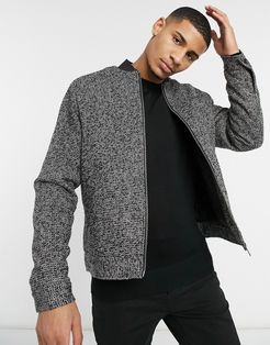 faux wool bomber jacket in gray-Grey