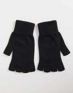 fingerless gloves in black-Green