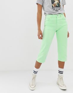 Florence authentic straight leg cropped jeans in washed neon lime-Green