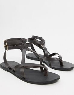 Franca leather gladiator sandals in chocolate brown