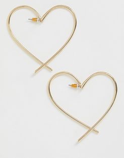 front and back earrings in open heart design in gold tone