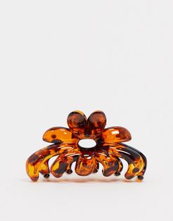 hair clip claw in tortoiseshell flower design-Multi