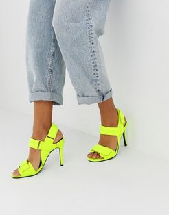 Hazelnut sporty heeled sandals in neon yellow