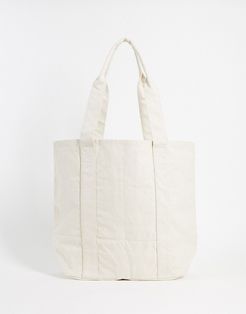 heavyweight oversized tote bag in off white canvas-Beige