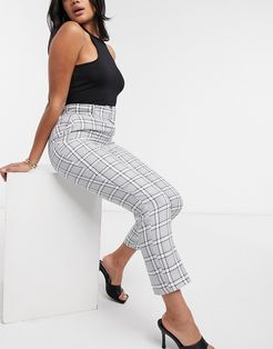 high waisted belted cigarette in mono check-Multi