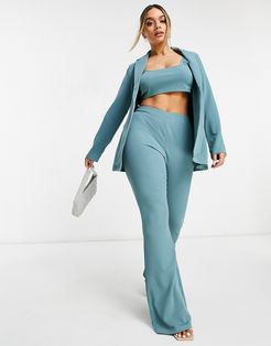 Hourglass jersey slim kick flare suit pant in sage-Green