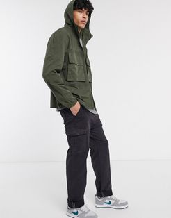 jacket with utility pockets in khaki-Green