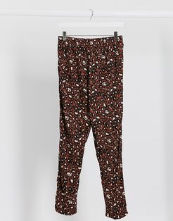 jersey peg pants in animal print-Multi