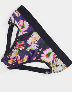 jock strap with warped floral print-Multi