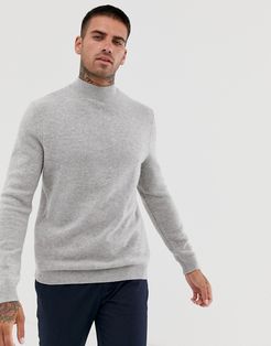 lambswool turtleneck sweater in light gray-Grey