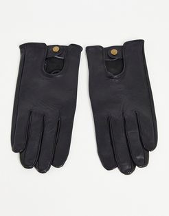 leather driving gloves in black