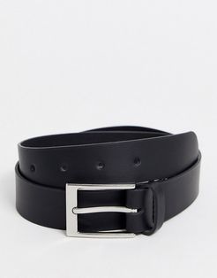 leather silver buckle waist and hip jeans belt-Black