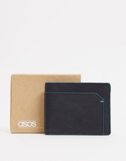 leather wallet in black with cardholder detail