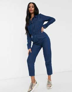 lightweight denim tailored boilersuit in blue-Blues