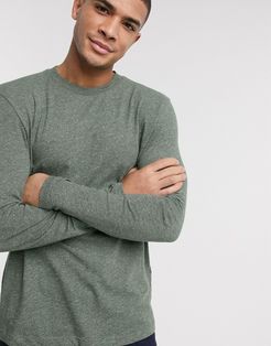 long sleeve t-shirt in khaki inject fabric-Green