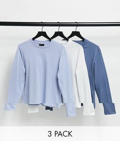 long sleeve t-shirt with crew neck 3 pack-Multi