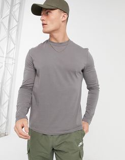 long sleeve t-shirt with crew neck in washed gray-Grey