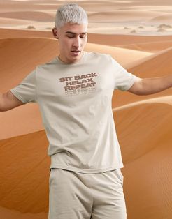 lounge T-shirt and shorts pajama set with slogan print-Neutral