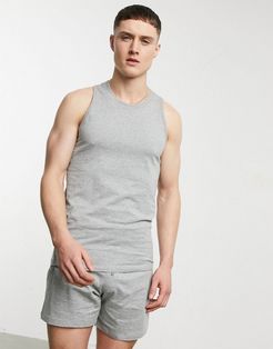 lounge tank and boxer pajama set in heather gray-Grey