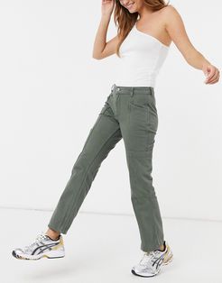 low rise utility flare in khaki-Green