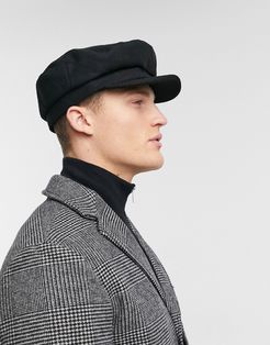 mariner newsboy hat in black melton