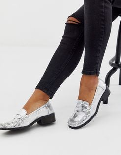 Marley 90's leather flat loafers in silver