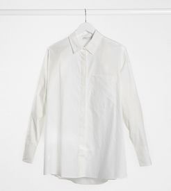 ASOS DESIGN Maternity cotton long sleeve boyfriend shirt in white
