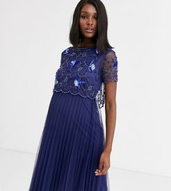 ASOS DESIGN Maternity embellished crop top midi skater dress-Navy