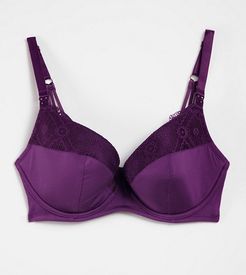 ASOS DESIGN Maternity lace padded plunge nursing bra in purple-Neutral