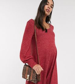 ASOS DESIGN Maternity long sleeve super soft mini smock dress-Red