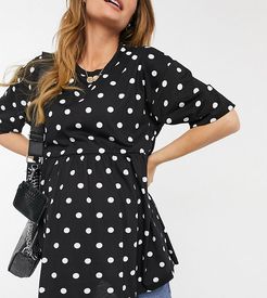 ASOS DESIGN Maternity nursing double layer smock top in polka dot-Multi