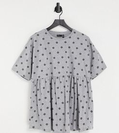 ASOS DESIGN Maternity nursing double layer smock top in polka dot-Grey