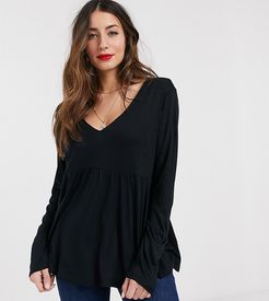 ASOS DESIGN Maternity nursing double layer v neck smock top in black