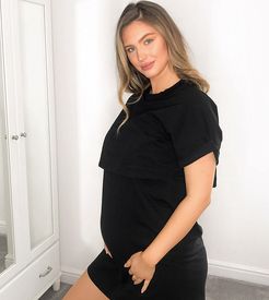 ASOS DESIGN Maternity Nursing Exclusive overlay t-shirt mini dress in black