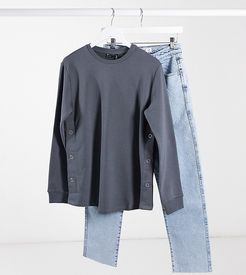 ASOS DESIGN Maternity nursing sweatshirt with button side in charcoal-Gray