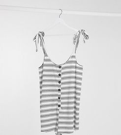 ASOS DESIGN Maternity stripe button front overall romper in mono stripe-Multi