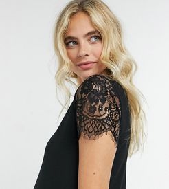 ASOS DESIGN Maternity t-shirt with lace sleeve detail in black
