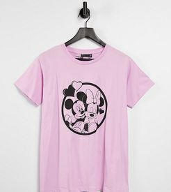 ASOS DESIGN Maternity t-shirt with Micky and Minnie print in washed pink