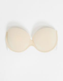 molded strapless backless bra with stick-on wing in beige