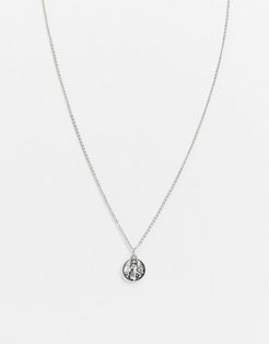 neckchain with religious style pendant in burnished silver tone