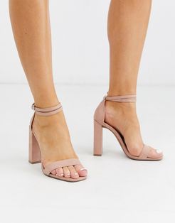 Notice barely there heeled sandals in beige