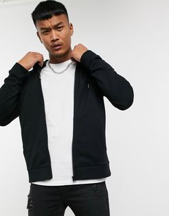 organic lightweight zip up hoodie in black