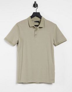 organic muscle fit polo in beige