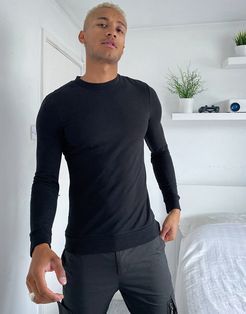 organic muscle sweatshirt in black