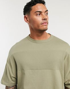 organic oversized t-shirt with ribbed panels in green