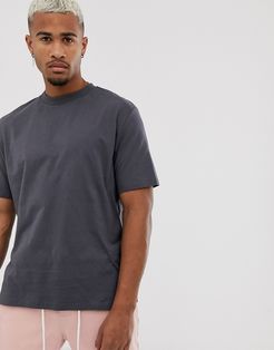 organic relaxed t-shirt with crew neck in washed black-Gray