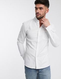 organic skinny fit casual oxford shirt in white
